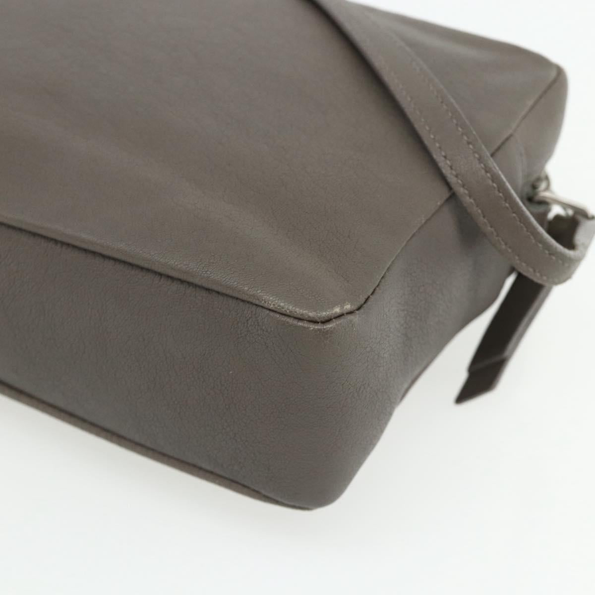 SAINT LAURENT Shoulder Bag Leather Gray Silver Auth 175088A