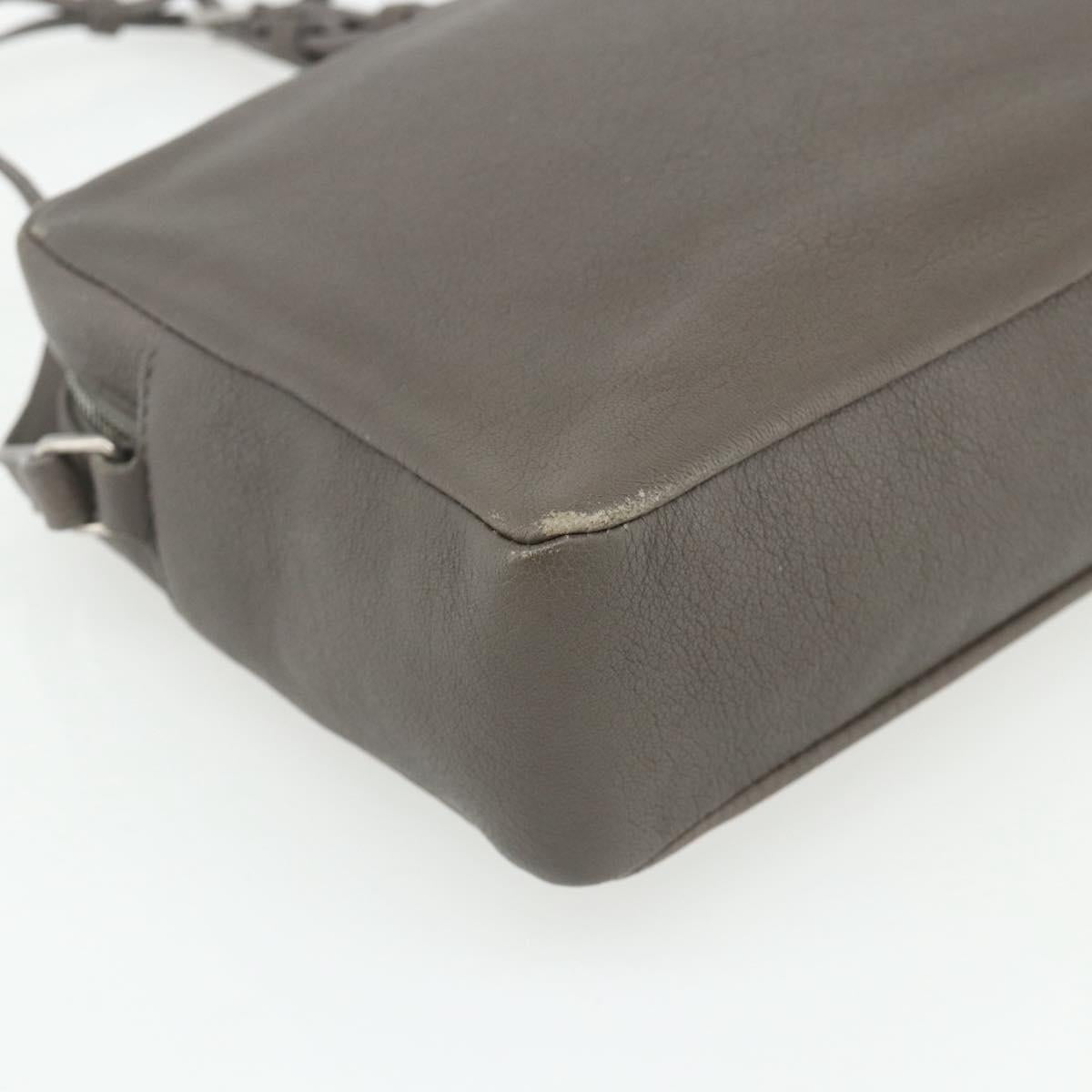 SAINT LAURENT Shoulder Bag Leather Gray Silver Auth 175088A