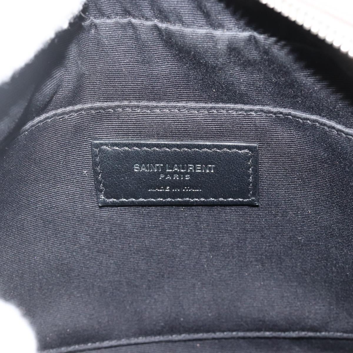 SAINT LAURENT Shoulder Bag Leather Gray Silver Auth 175088A