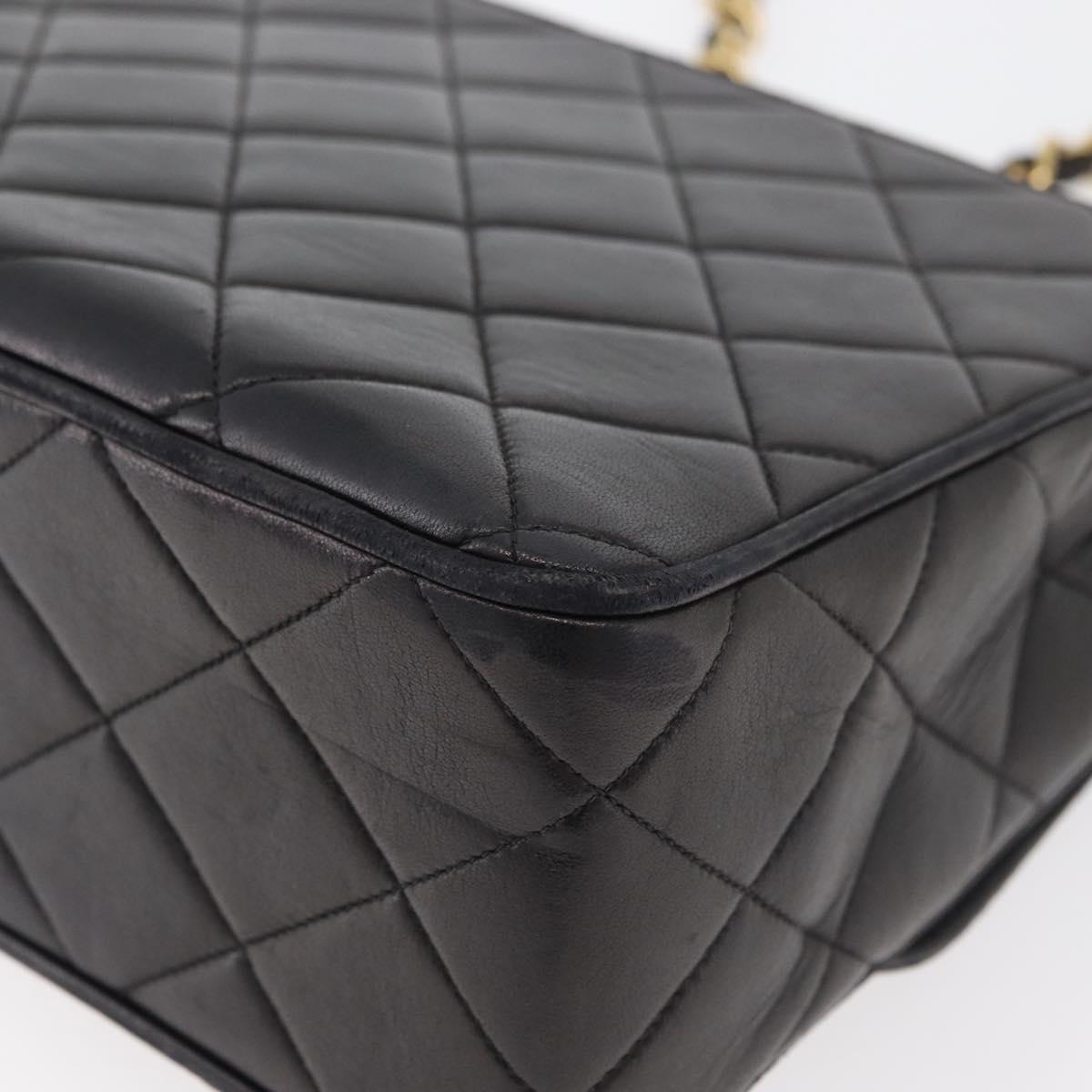 CHANEL Matelasse Chain Shoulder Bag Lamb Skin Black Gold CC Auth 175090SAV