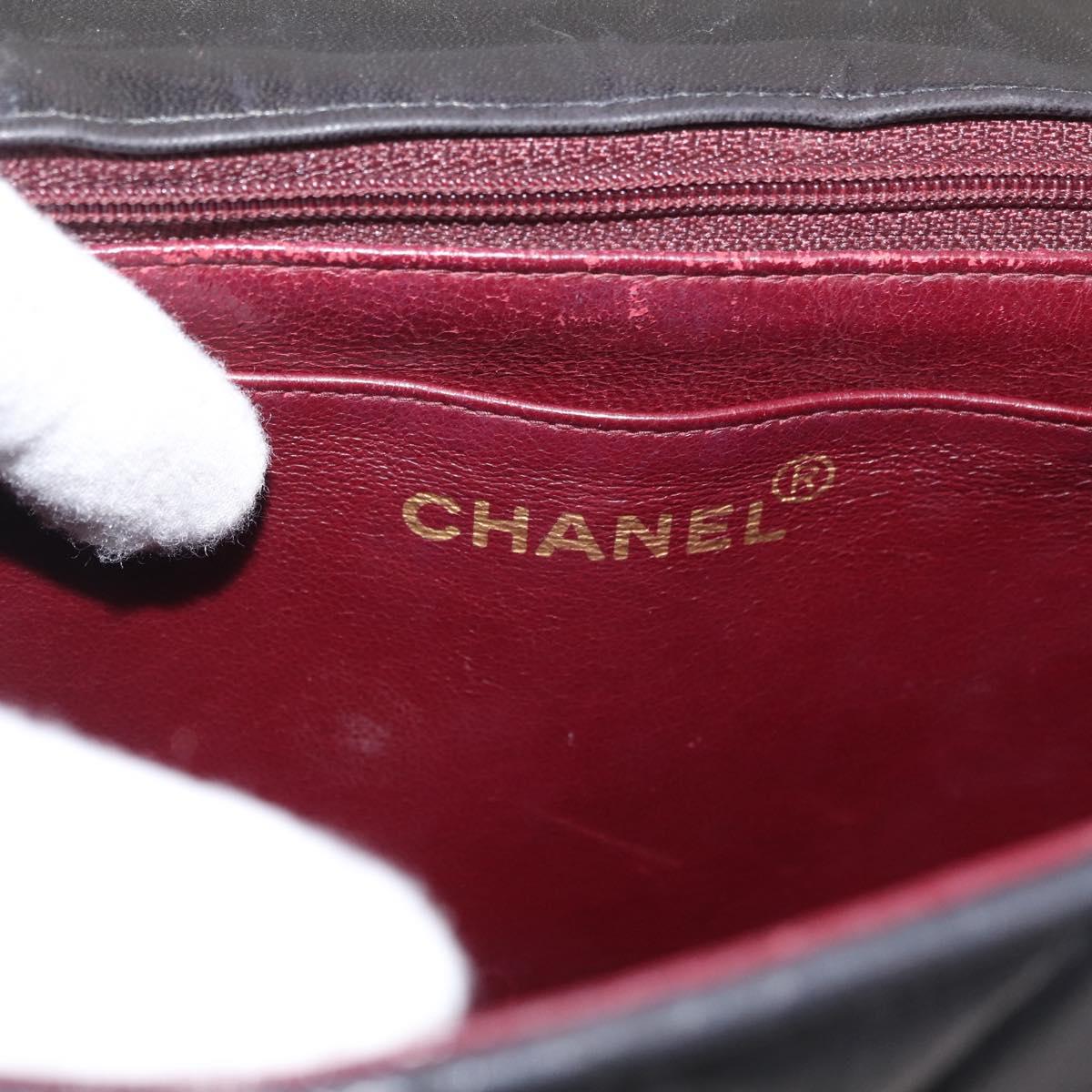 CHANEL Matelasse Chain Shoulder Bag Lamb Skin Black Gold CC Auth 175090SAV