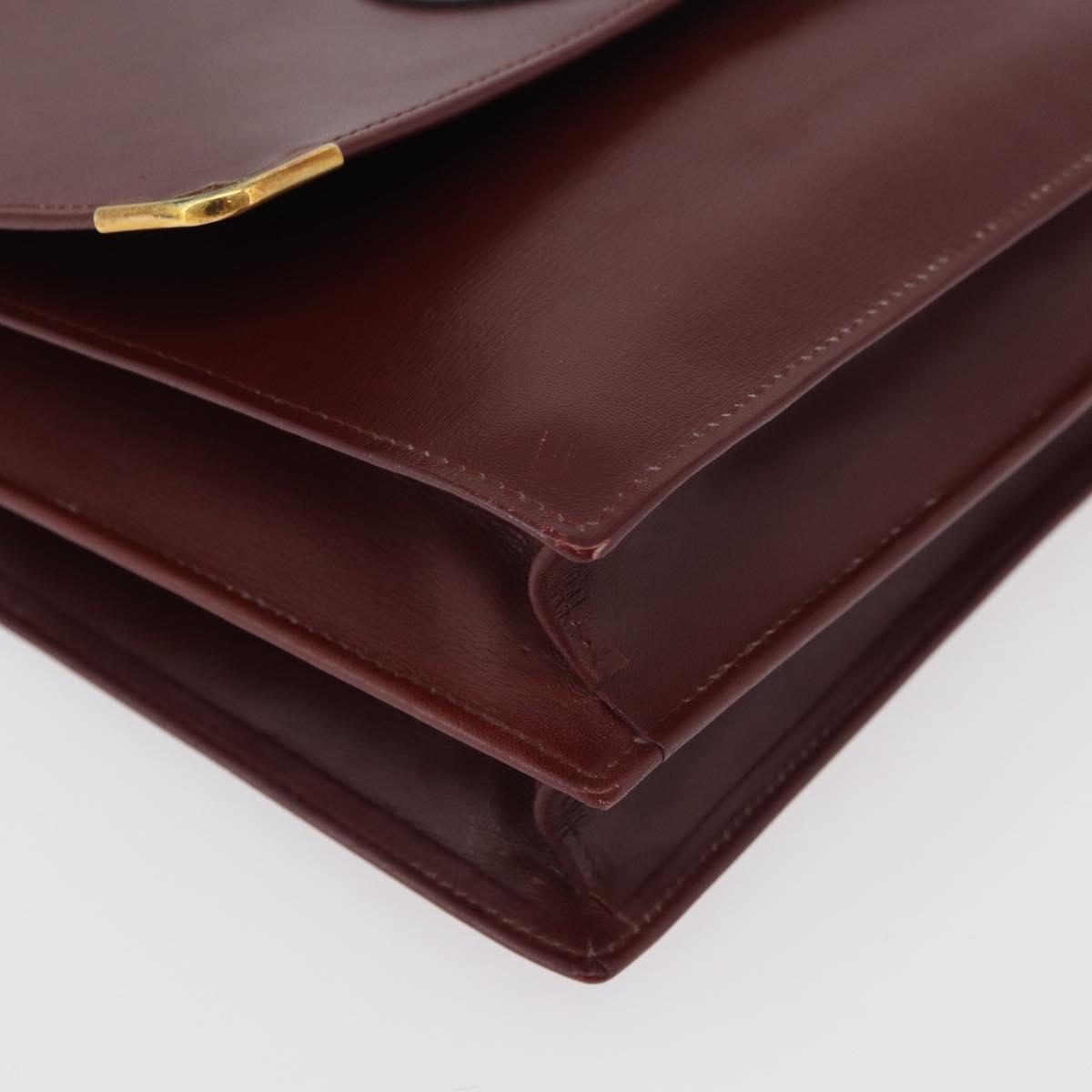 CARTIER Must Line Shoulder Bag Leather Bordeaux Gold Auth 175092A