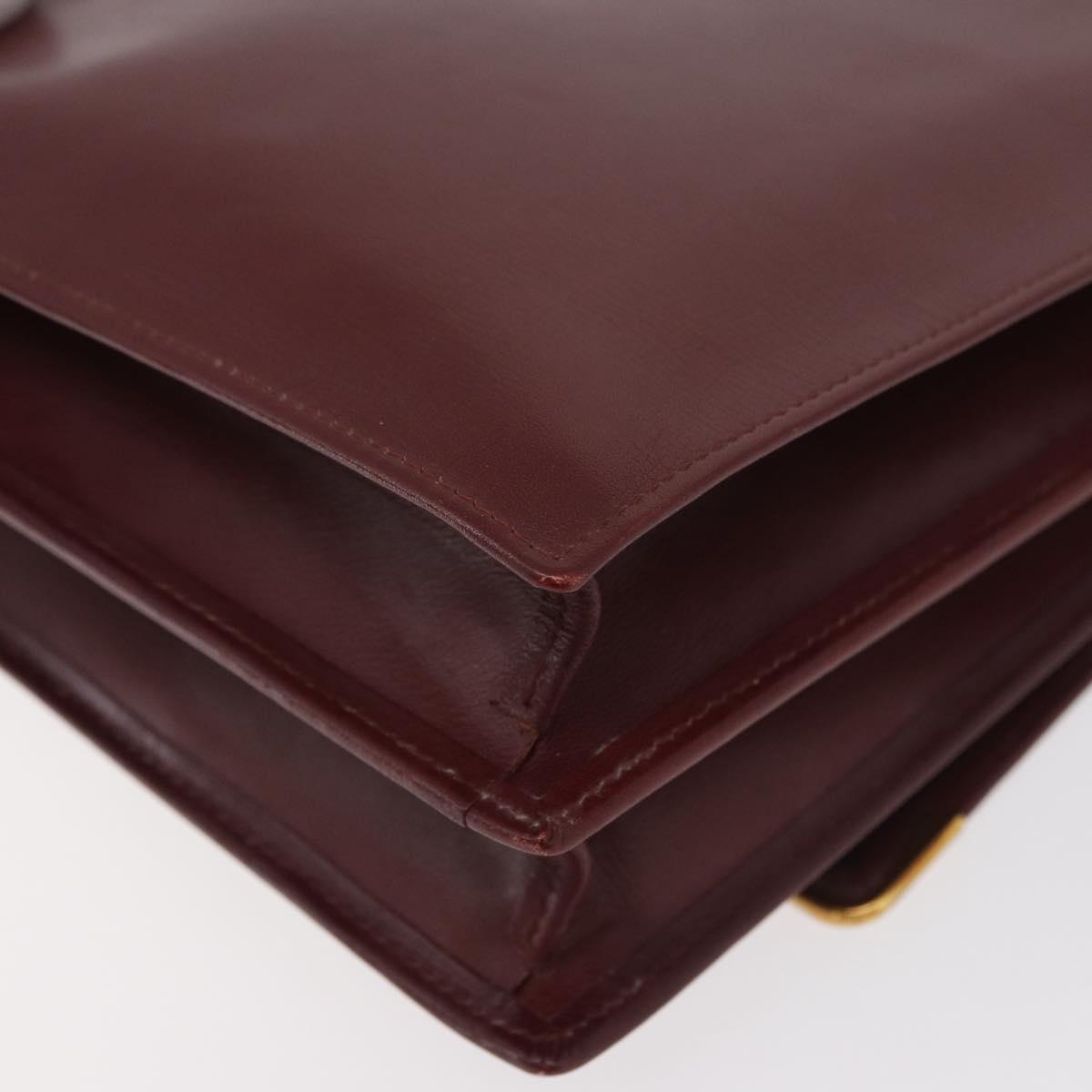 CARTIER Must Line Shoulder Bag Leather Bordeaux Gold Auth 175092A