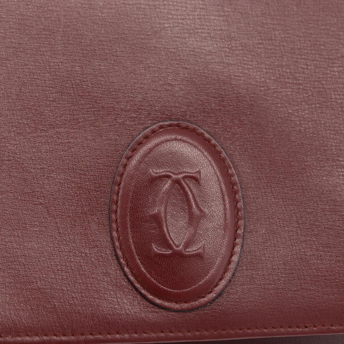 CARTIER Must Line Shoulder Bag Leather Bordeaux Gold Auth 175092A