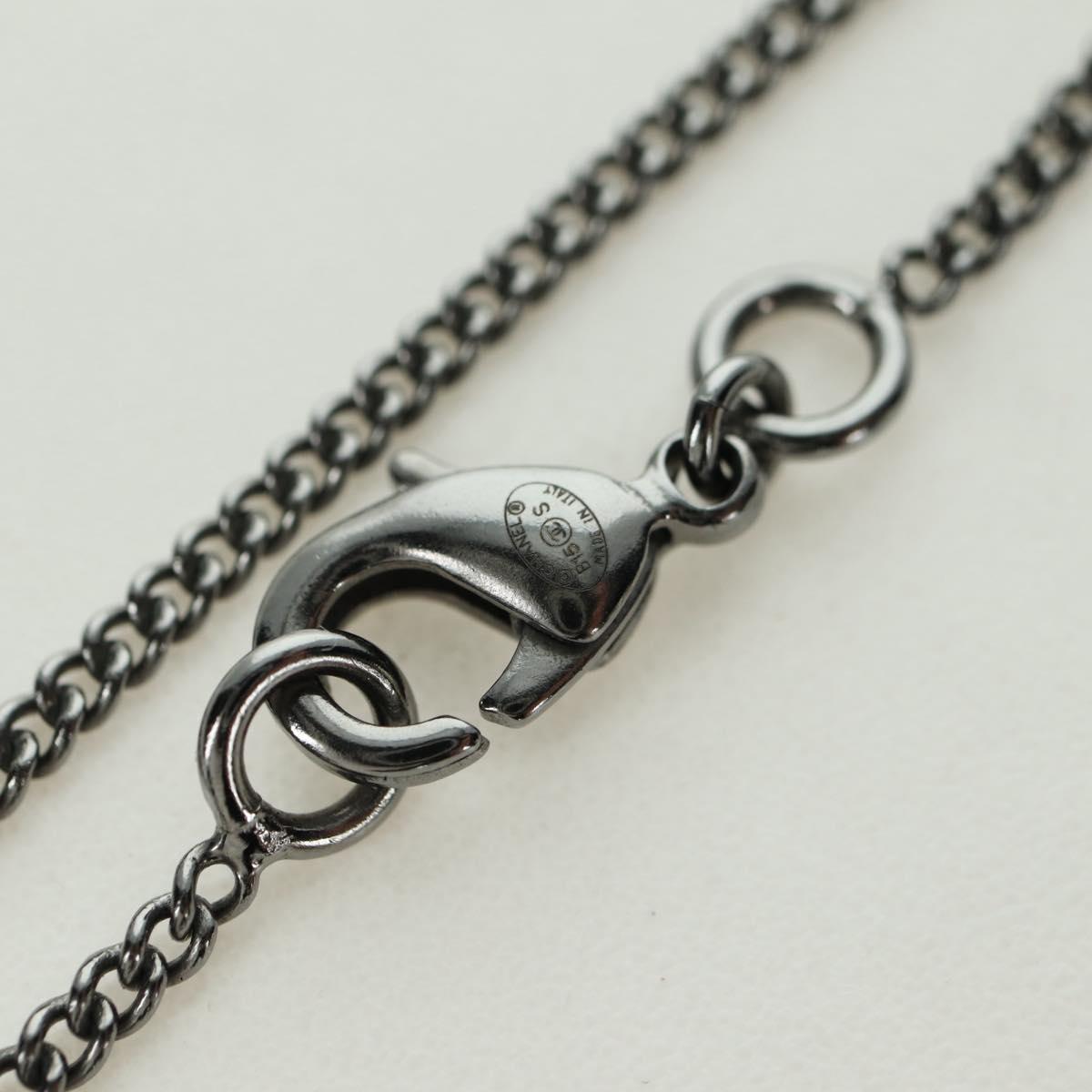 CHANEL COCO Mark Necklace metal Silver CC Auth 175104M