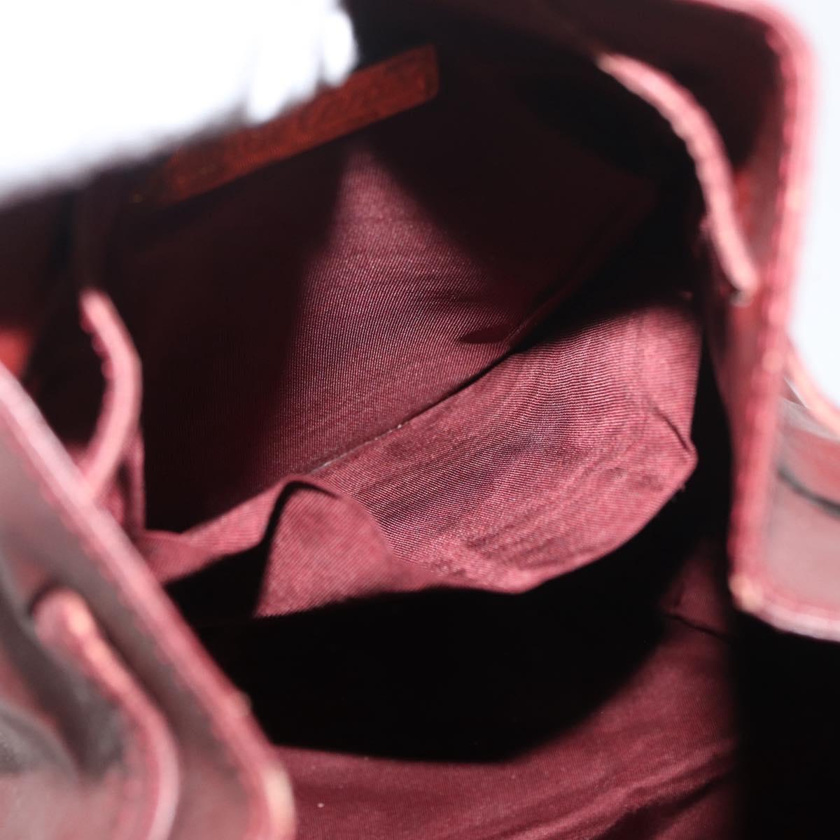 CARTIER Must Line Purse Shoulder Bag Leather Bordeaux Gold Auth 175108