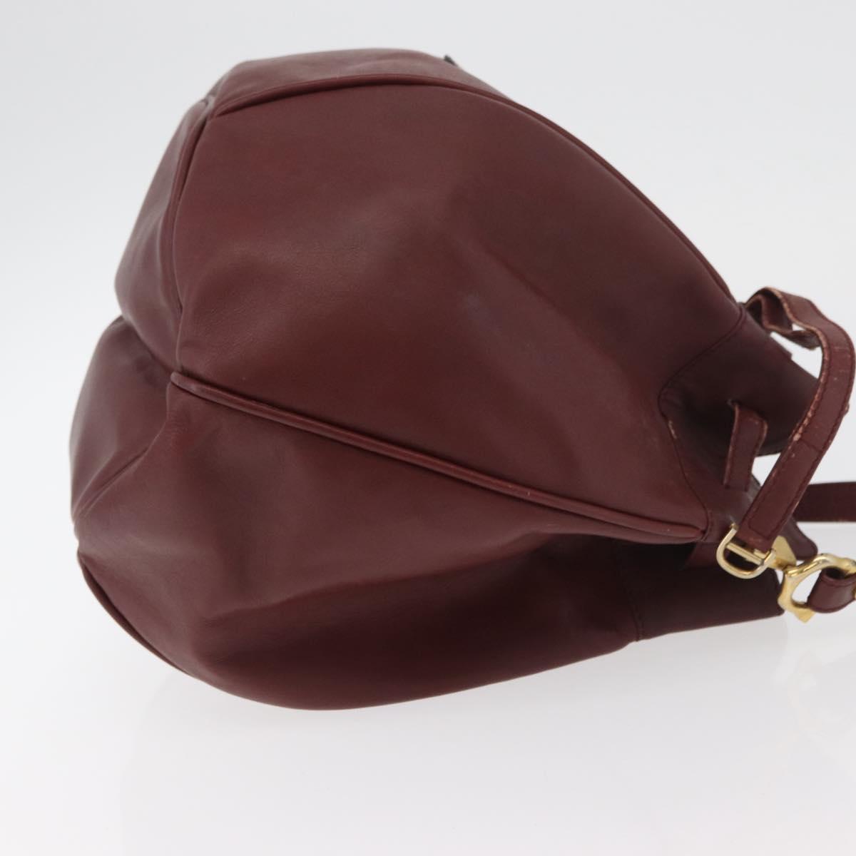 CARTIER Must Line Purse Shoulder Bag Leather Bordeaux Gold Auth 175108