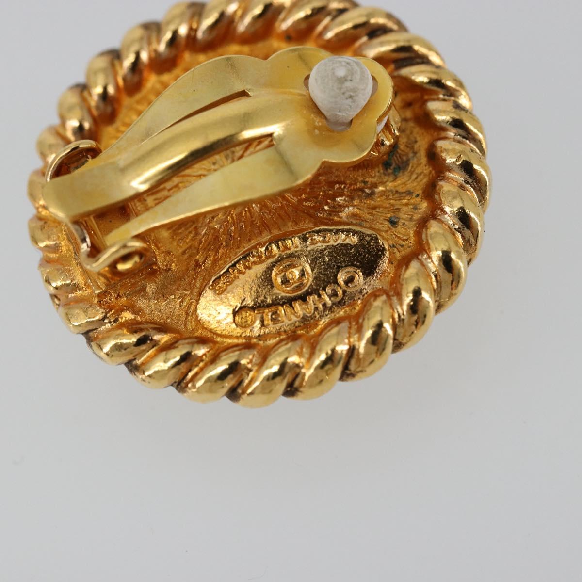 CHANEL Earring metal Gold Tone CC Auth 175112