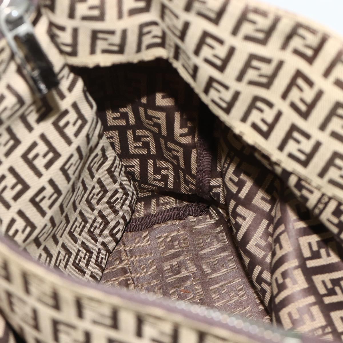 FENDI Zucca Canvas Hand Bag Black Brown Auth 175118