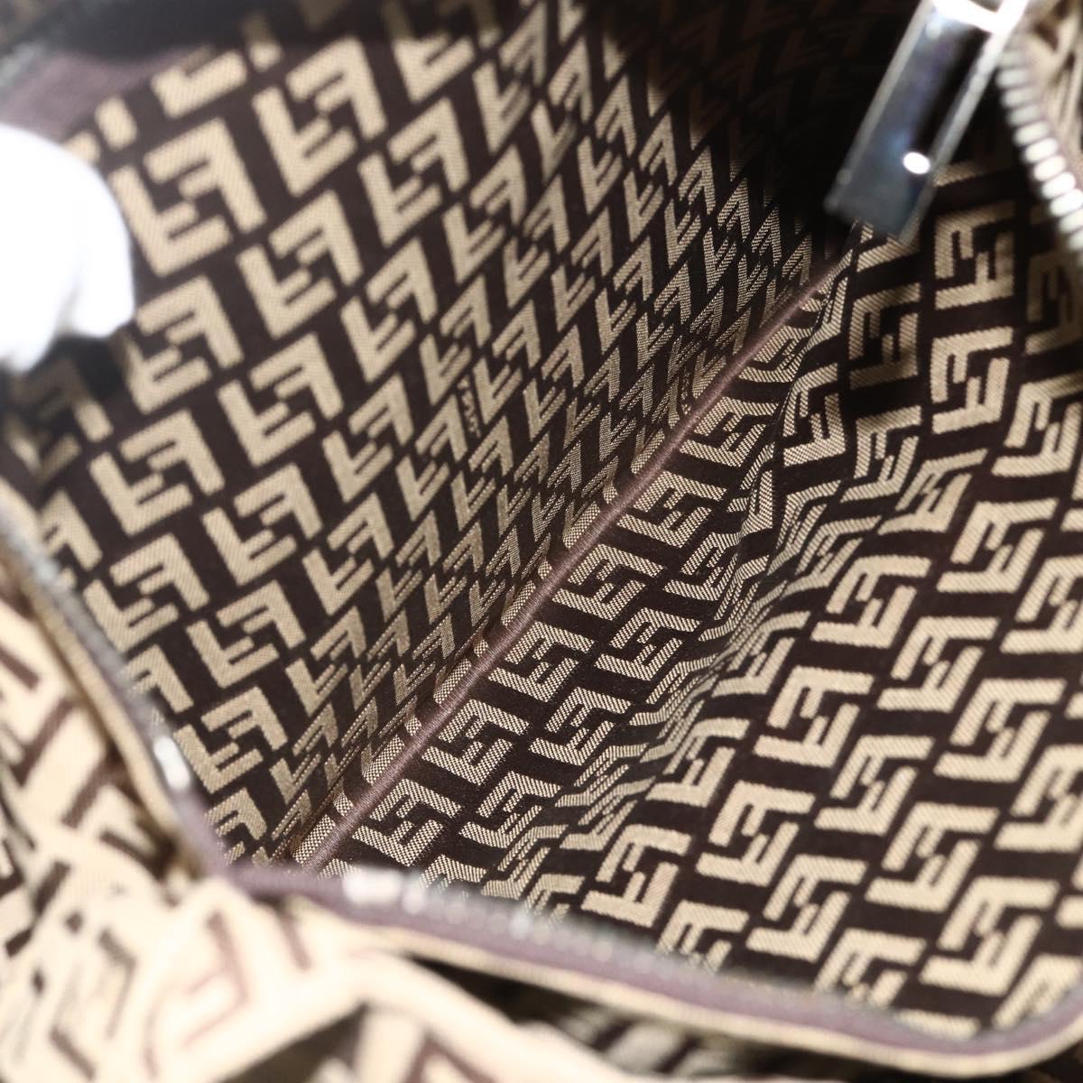 FENDI Zucca Canvas Hand Bag Black Brown Auth 175118
