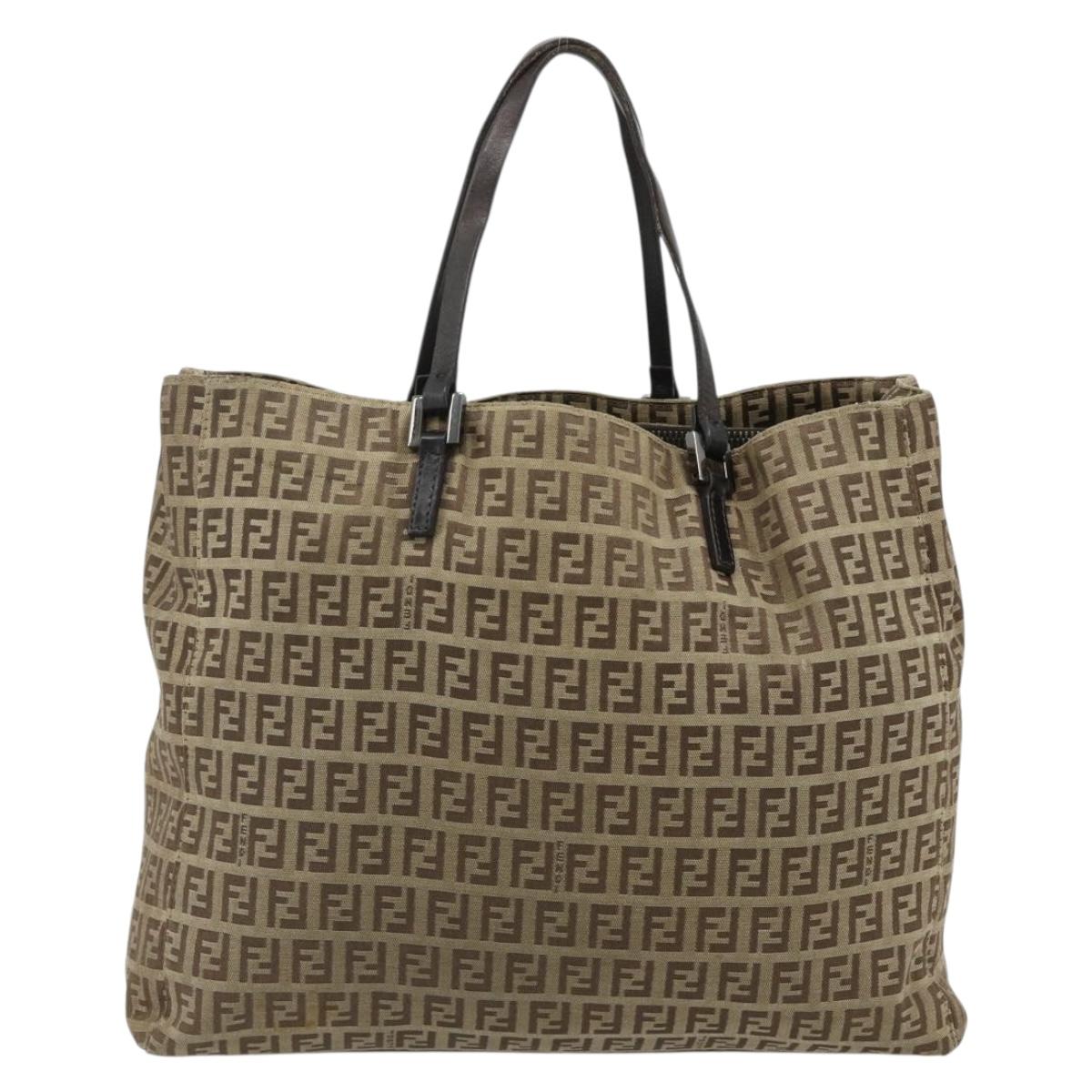 FENDI Zucca Canvas Hand Bag Black Brown Auth 175118