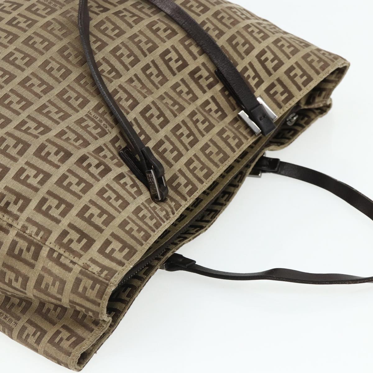 FENDI Zucca Canvas Hand Bag Black Brown Auth 175118
