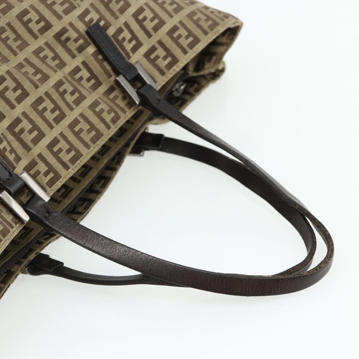 FENDI Zucca Canvas Hand Bag Black Brown Auth 175118