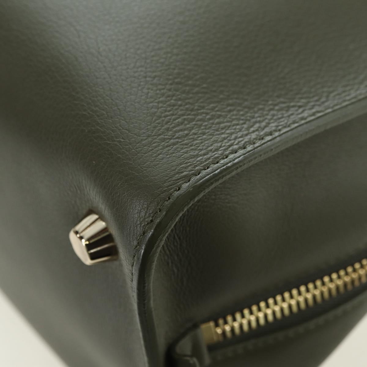 Salvatore Ferragamo Gancini Jet Set Bag Leather 2way Khaki Gold Auth 175123V