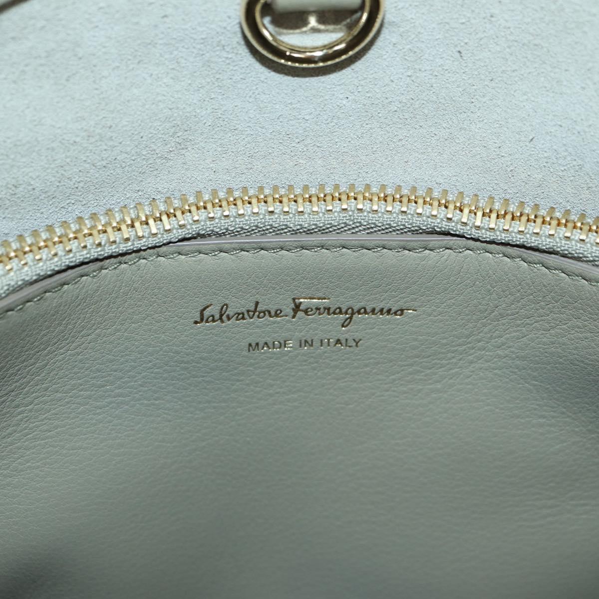 Salvatore Ferragamo Gancini Jet Set Bag Leather 2way Khaki Gold Auth 175123V