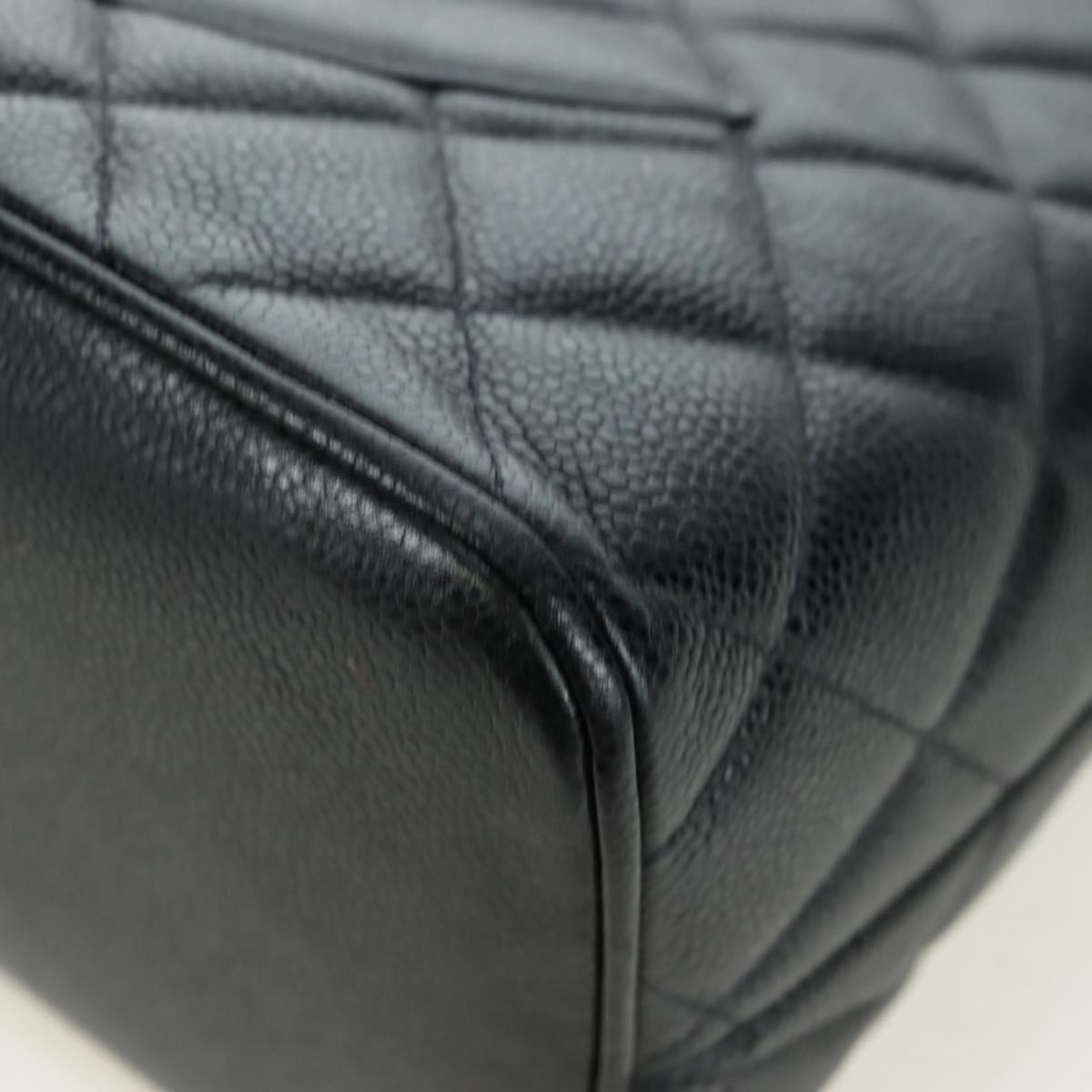 CHANEL Matelasse Reprint Tote Bag Caviar Skin Black Silver CC Auth 175126SAV