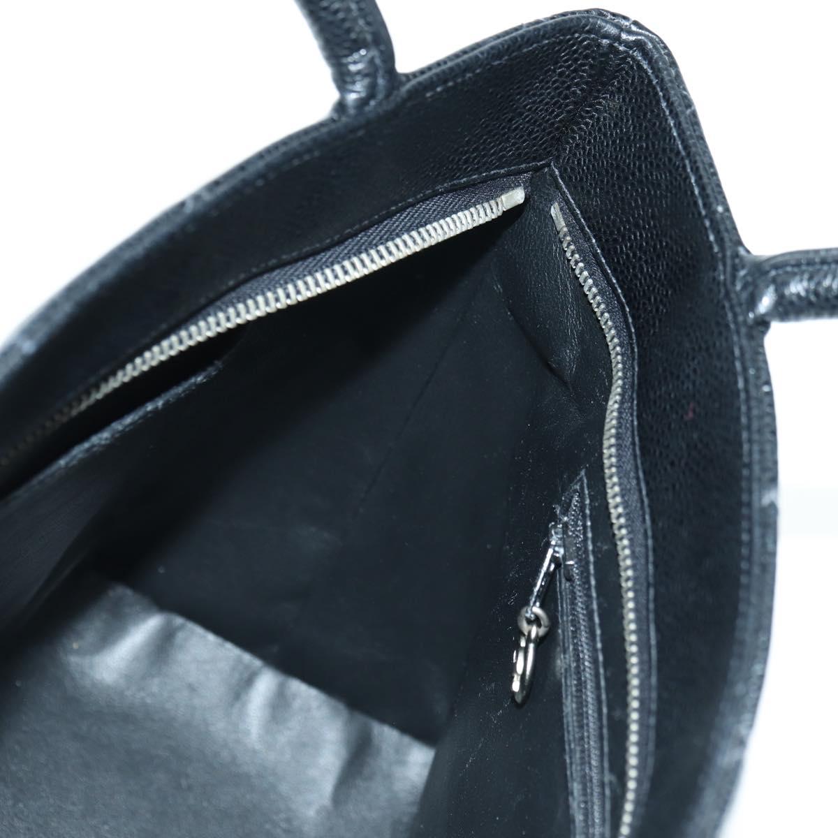 CHANEL Matelasse Reprint Tote Bag Caviar Skin Black Silver CC Auth 175126SAV