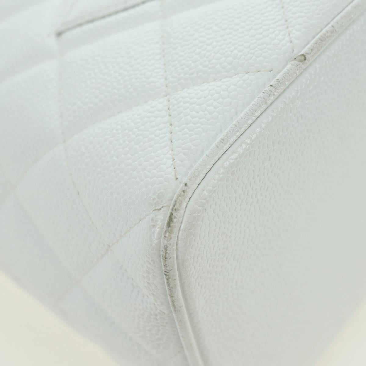 CHANEL Matelasse Reprint Tote Bag Caviar Skin White Gold CC Auth 175127V