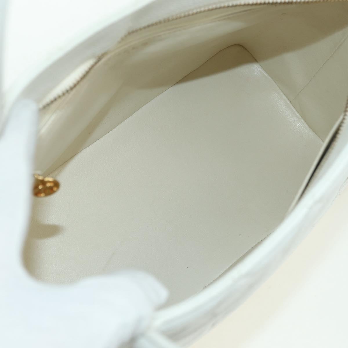 CHANEL Matelasse Reprint Tote Bag Caviar Skin White Gold CC Auth 175127V