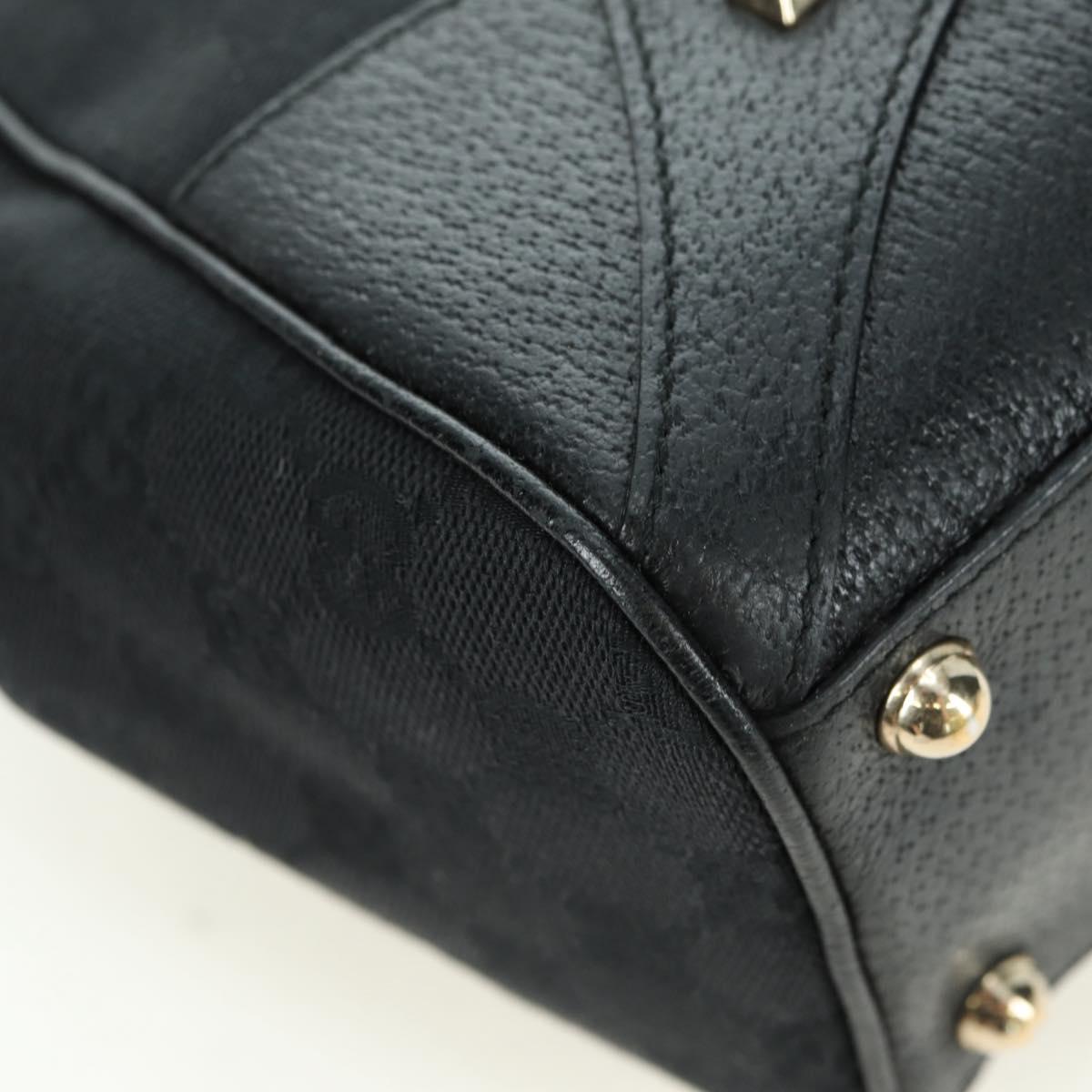 GUCCI GG Canvas Jackie Shoulder Bag Black Gold 124407 Auth 175128V