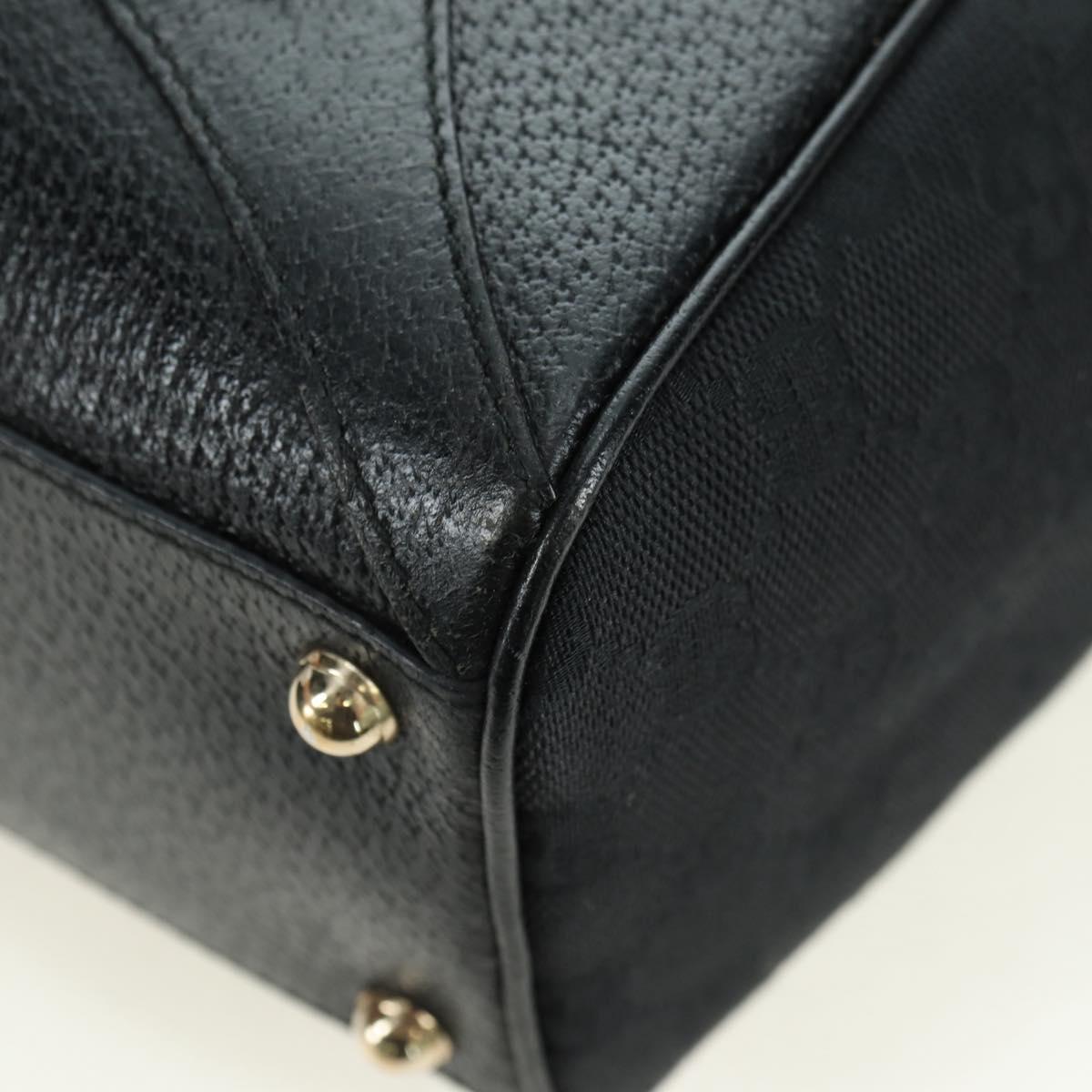 GUCCI GG Canvas Jackie Shoulder Bag Black Gold 124407 Auth 175128V