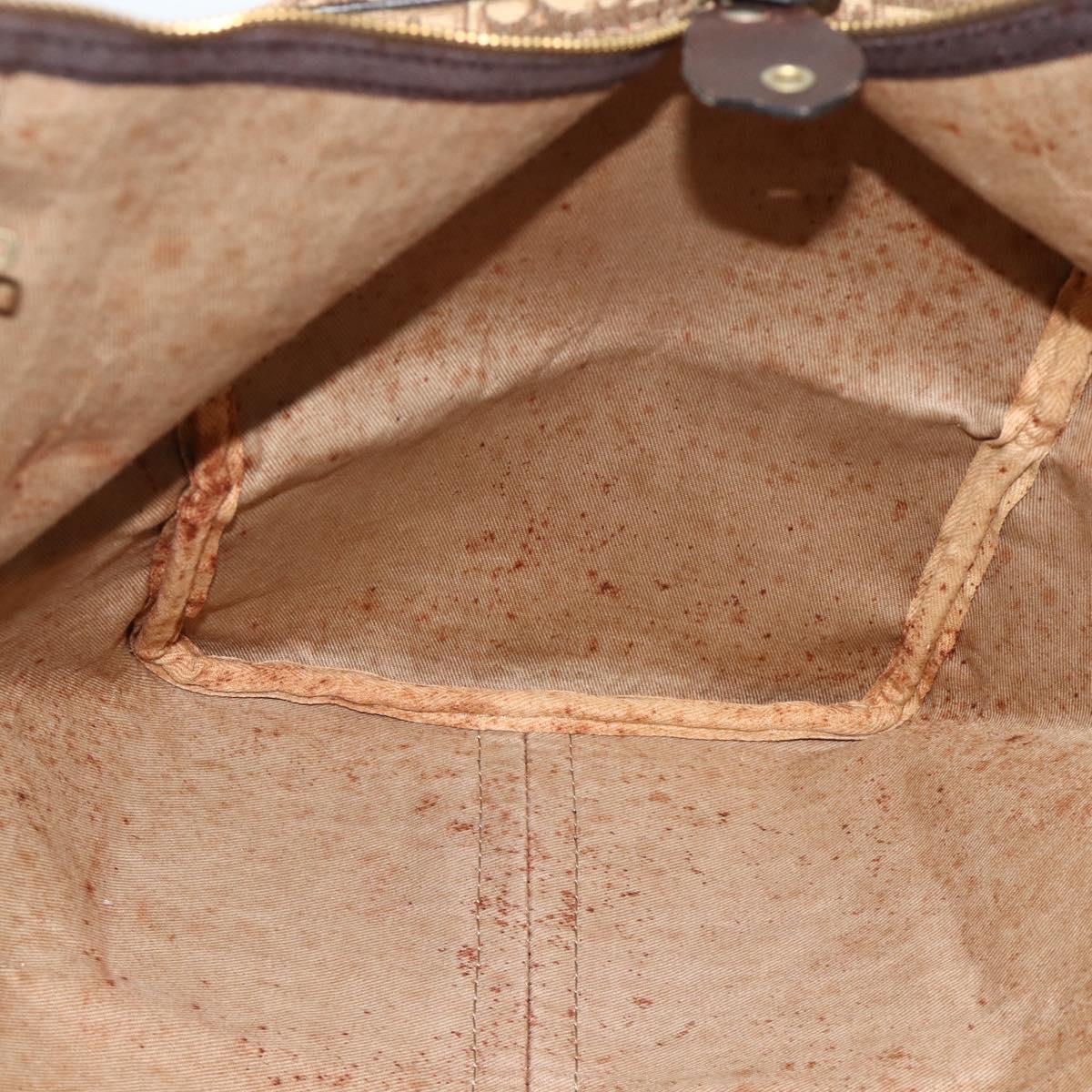 Christian Dior Trotter Canvas Boston Bag Brown Gold Auth 175130