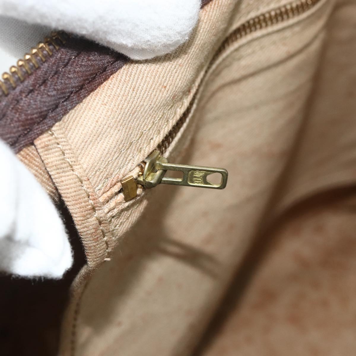 Christian Dior Trotter Canvas Boston Bag Brown Gold Auth 175130