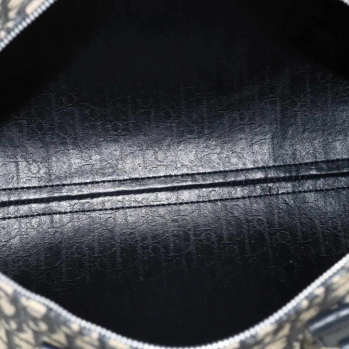 Christian Dior Trotter Canvas Boston Bag Navy Silver Auth 175131