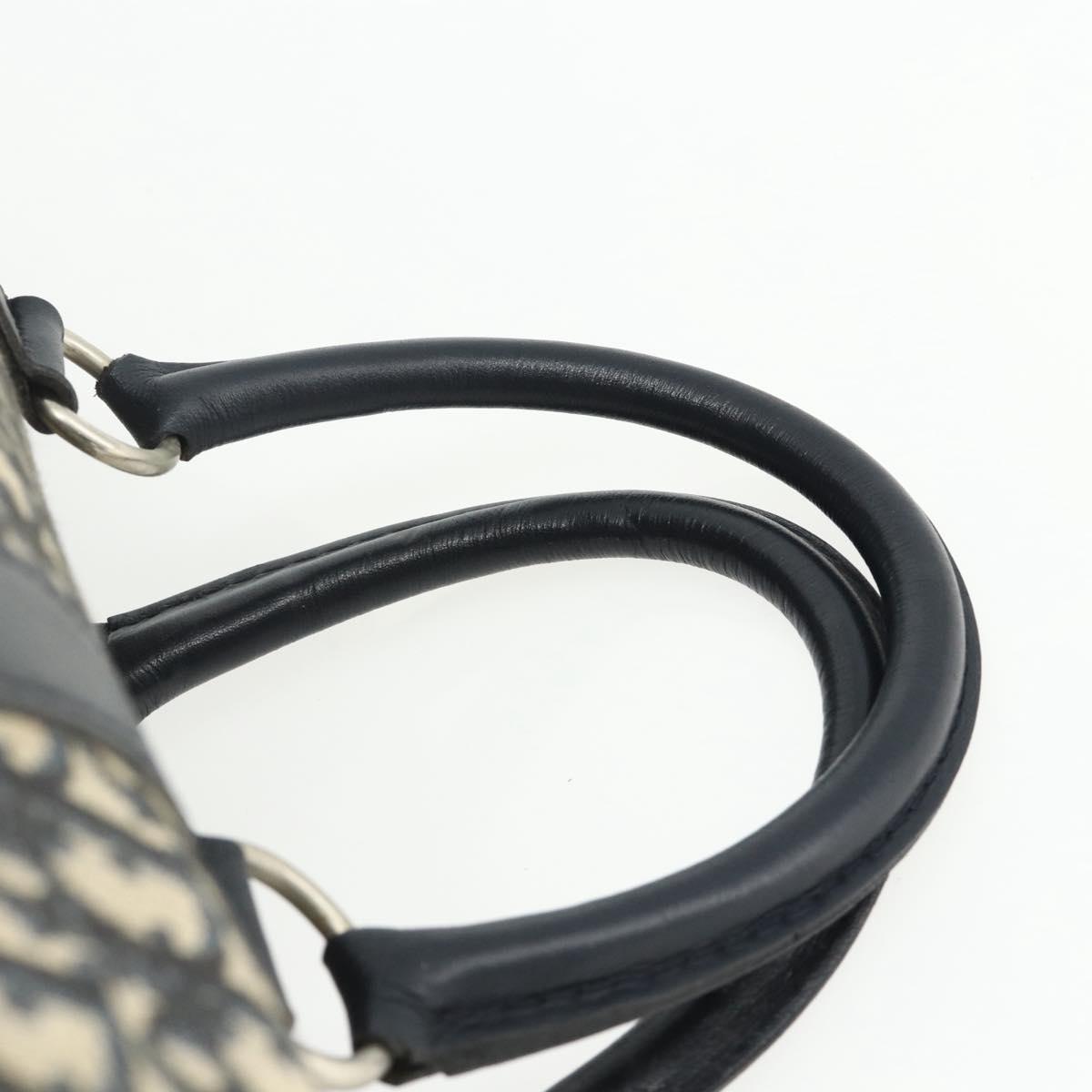 Christian Dior Trotter Canvas Boston Bag Navy Silver Auth 175131