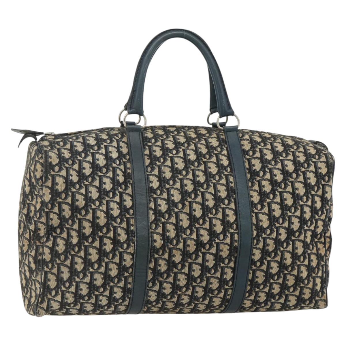 Christian Dior Trotter Canvas Hand Bag Navy Silver Auth 175133