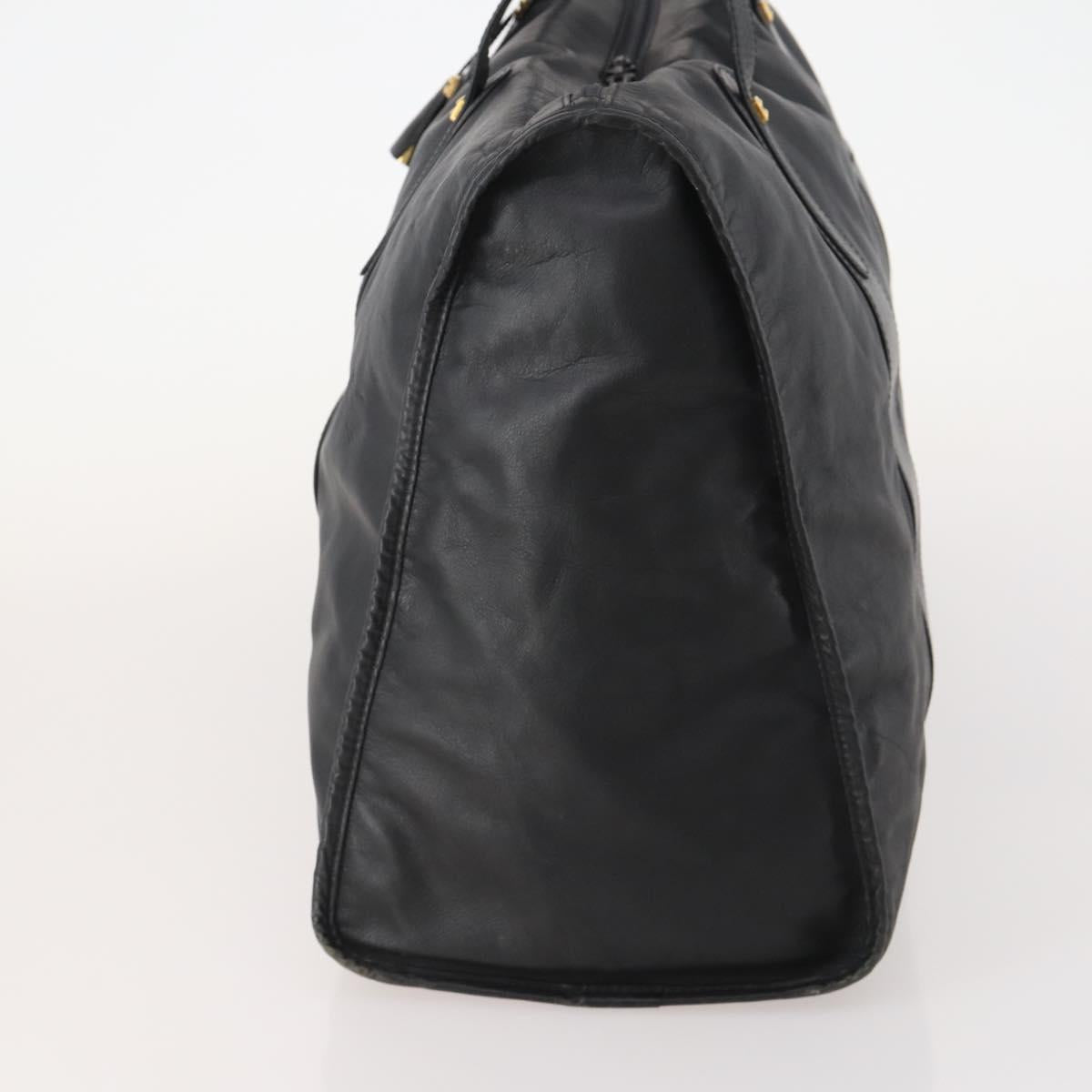 LOEWE Anagram Boston Bag Leather Black Gold Auth 175136