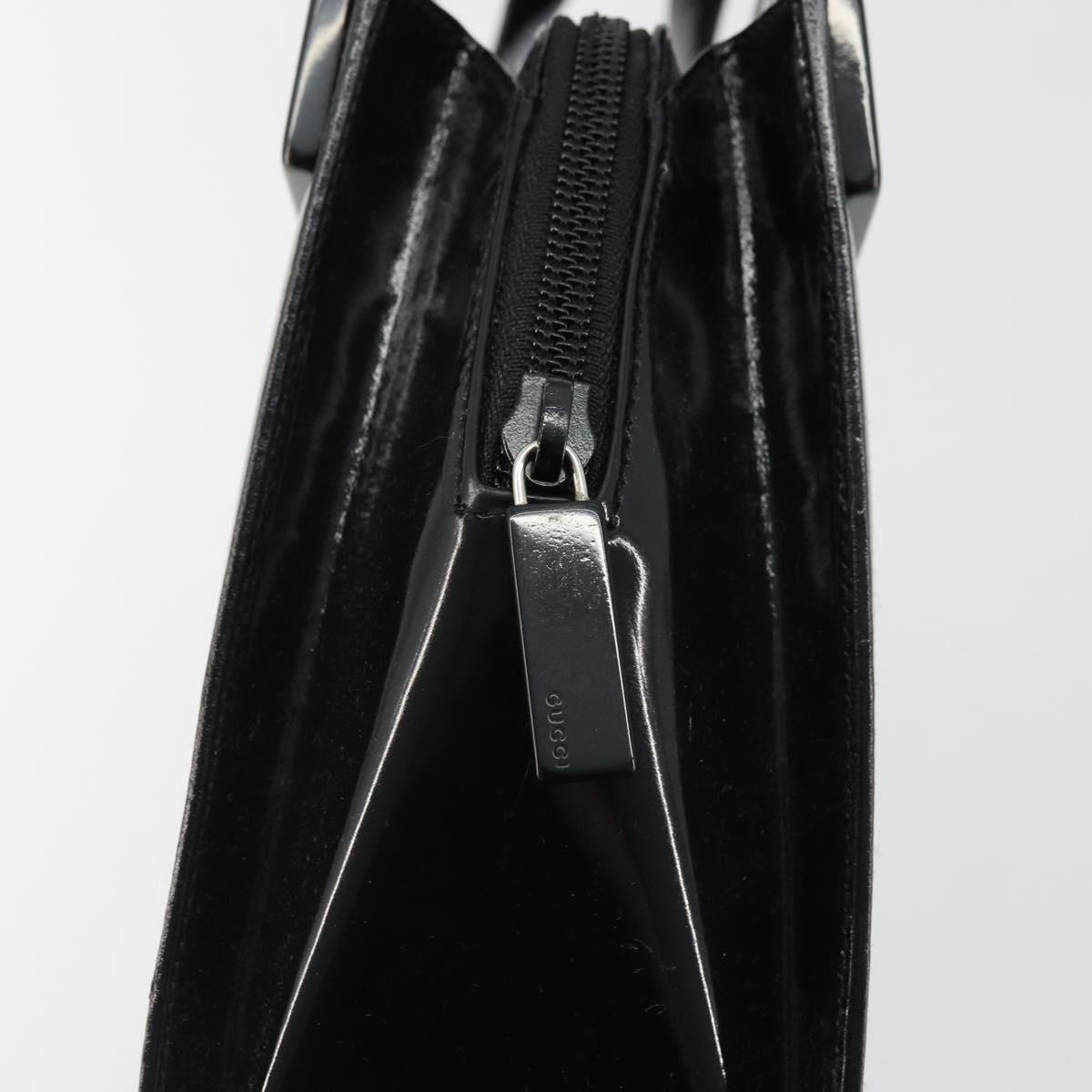 GUCCI Tote Bag Patent Leather Black Auth 175158