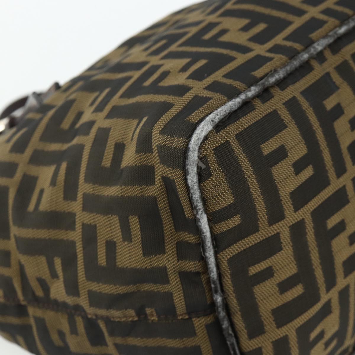 FENDI Zucca Canvas Hand Bag Black Brown Auth 175169