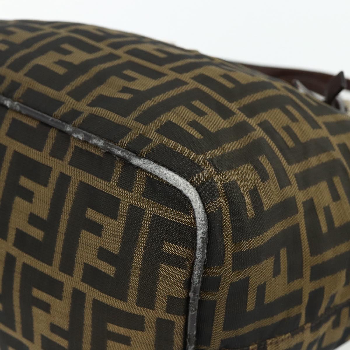 FENDI Zucca Canvas Hand Bag Black Brown Auth 175169