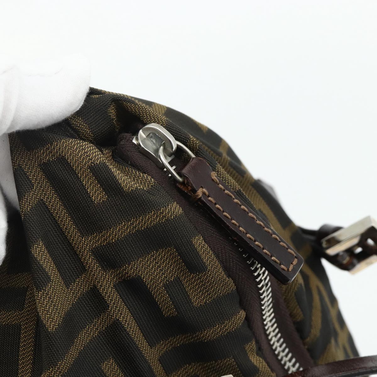 FENDI Zucca Canvas Hand Bag Black Brown Auth 175169