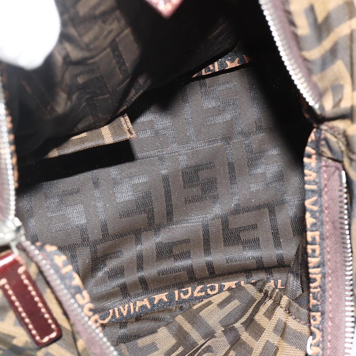 FENDI Zucca Canvas Hand Bag Black Brown Auth 175169