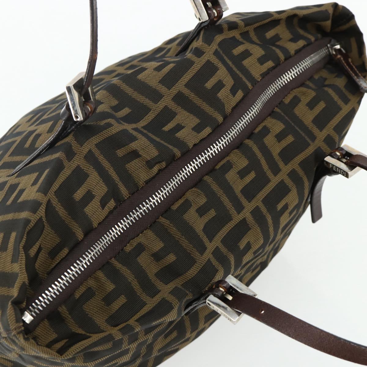 FENDI Zucca Canvas Hand Bag Black Brown Auth 175169
