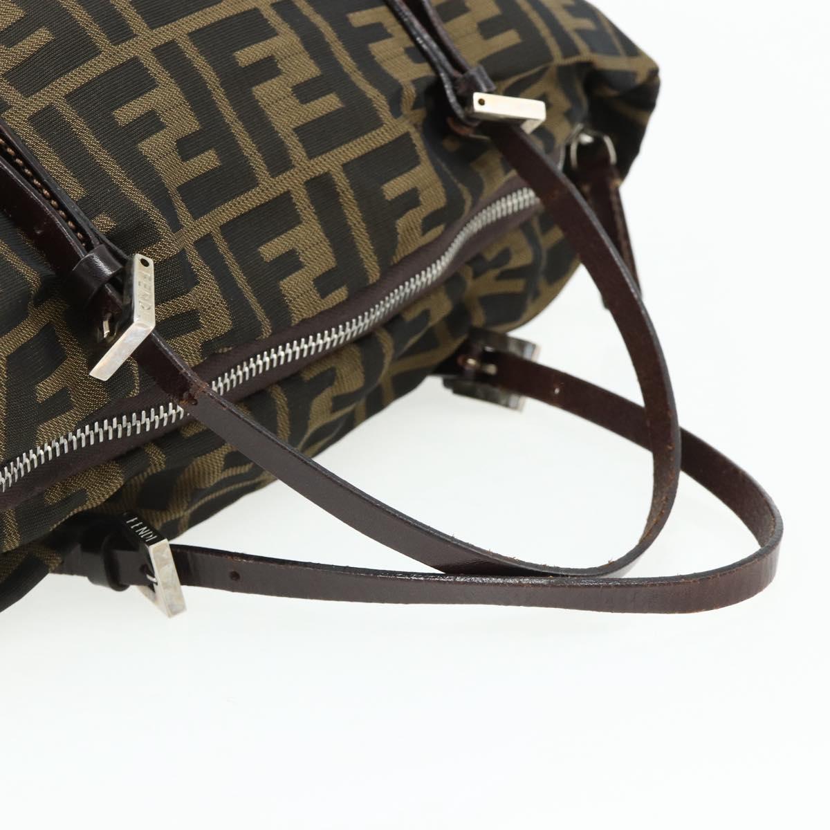 FENDI Zucca Canvas Hand Bag Black Brown Auth 175169