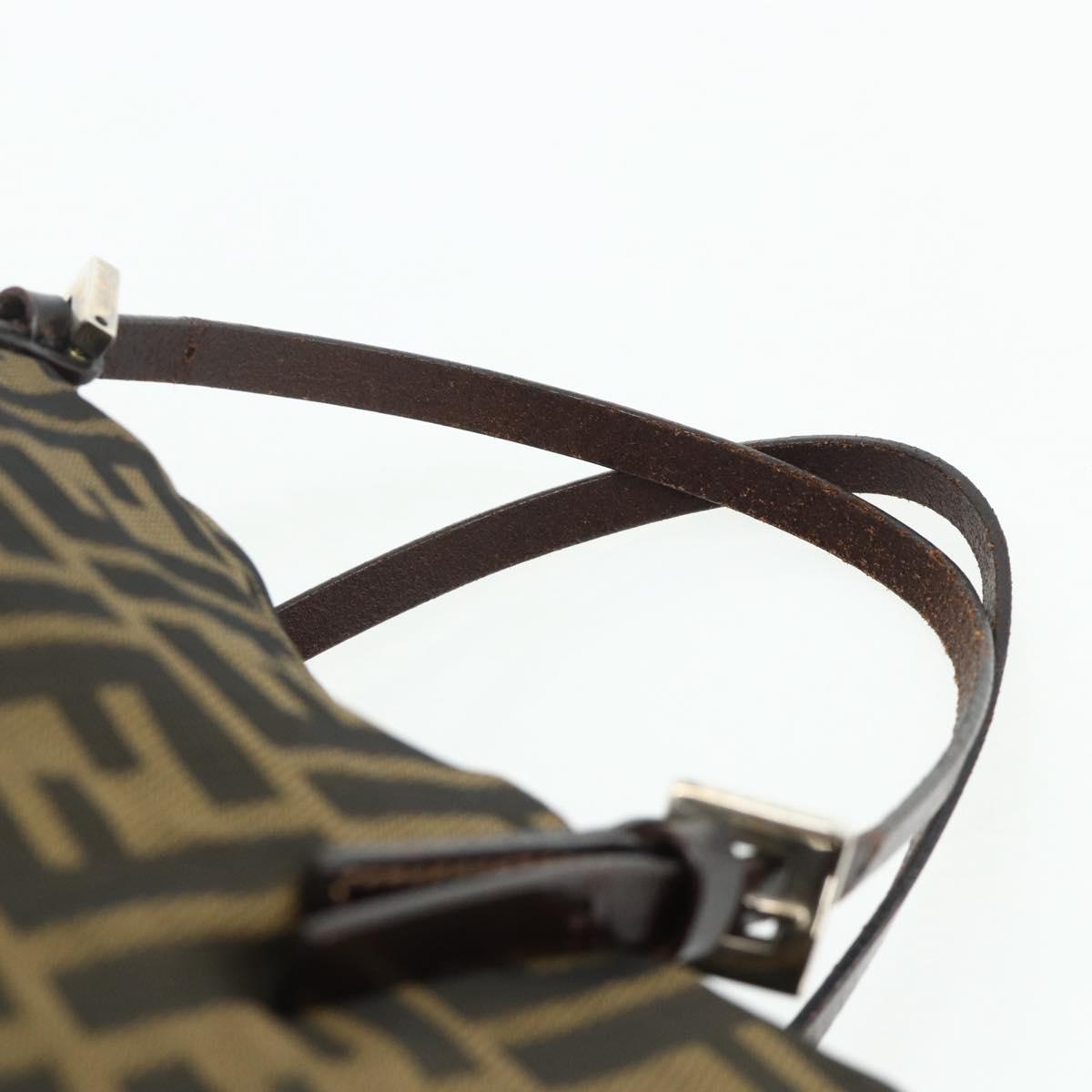 FENDI Zucca Canvas Hand Bag Black Brown Auth 175169