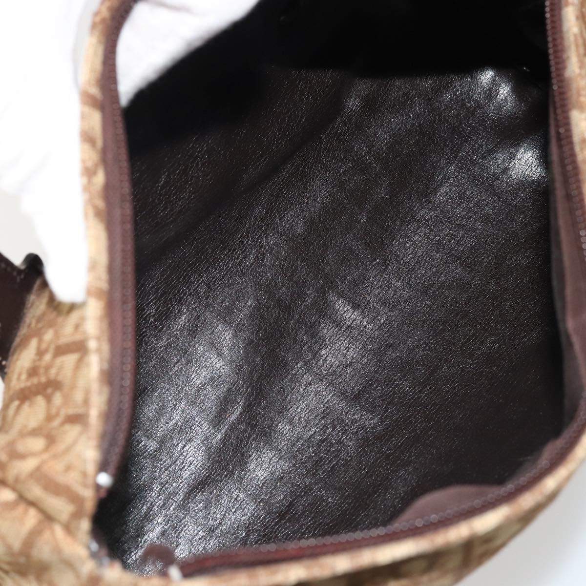 Christian Dior Trotter Canvas Hand Bag Gold Brown Auth 175171