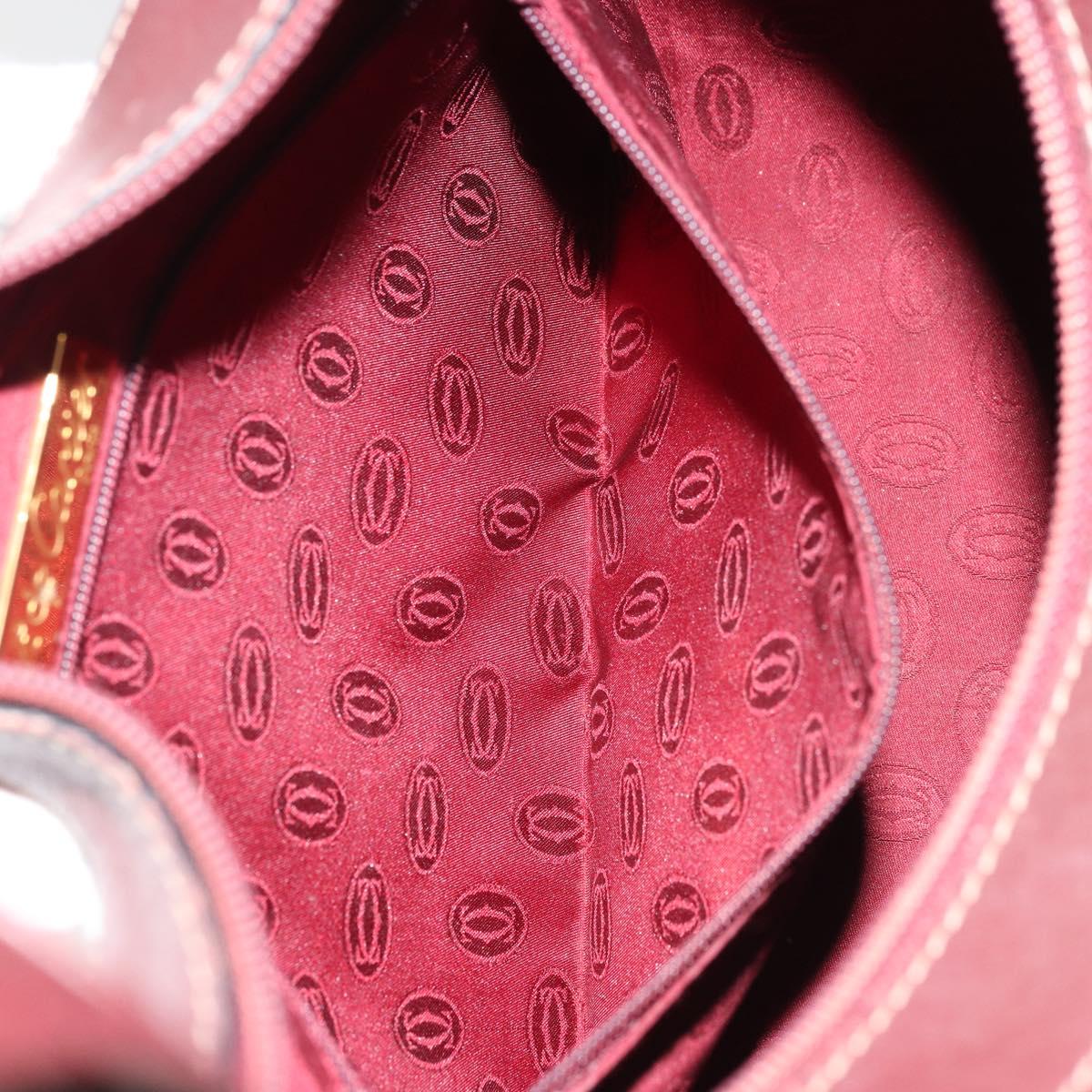 CARTIER Must Line Shoulder Bag Leather Bordeaux Gold Auth 175174