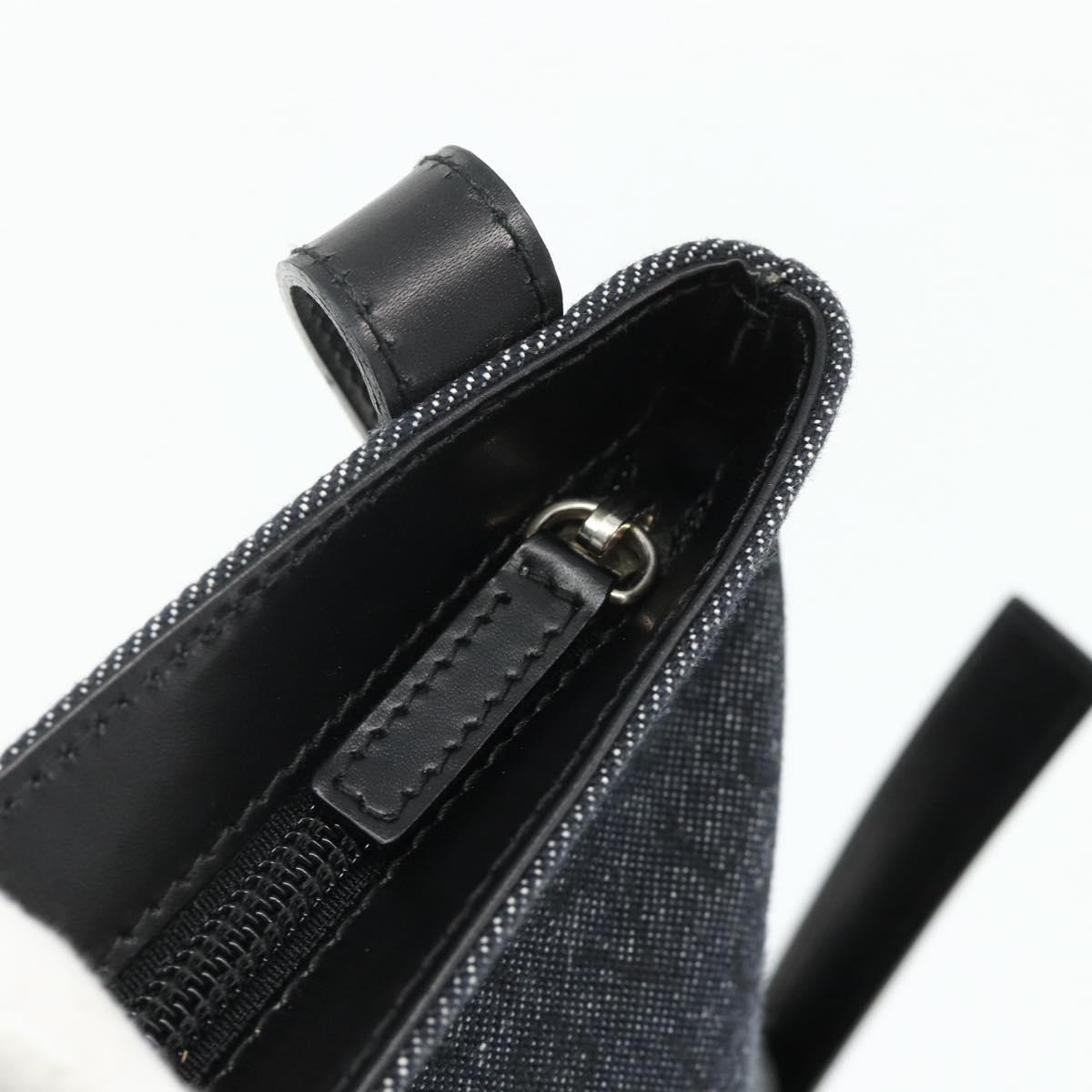 BVLGARI Logo Mania Shoulder Bag Denim Blue Silver Auth 175190