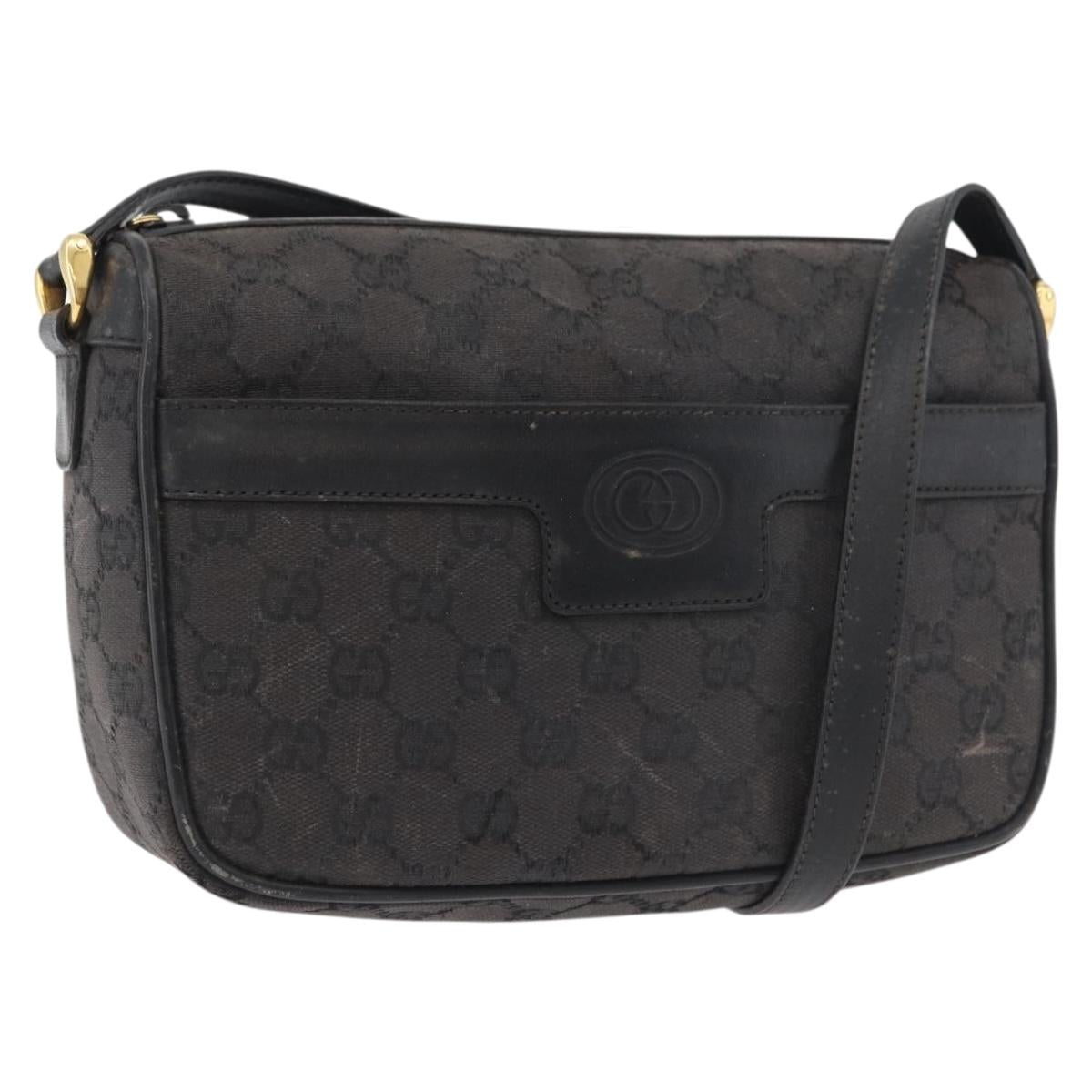 GUCCI GG Canvas Shoulder Bag Black Gold 001 14 0412 Auth 175200