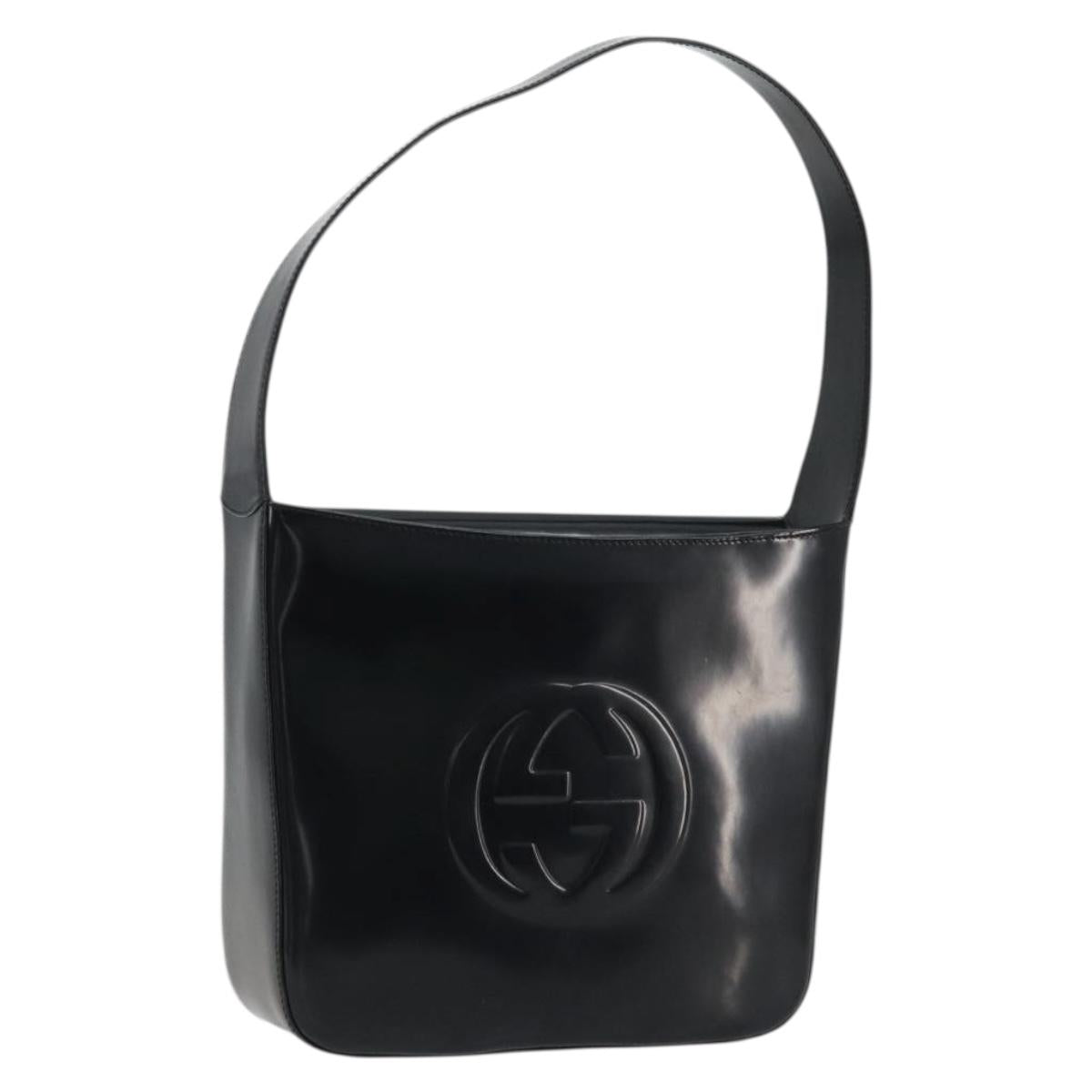 GUCCI Shoulder Bag Patent leather Black Silver 000 1046 0506 Auth 175203
