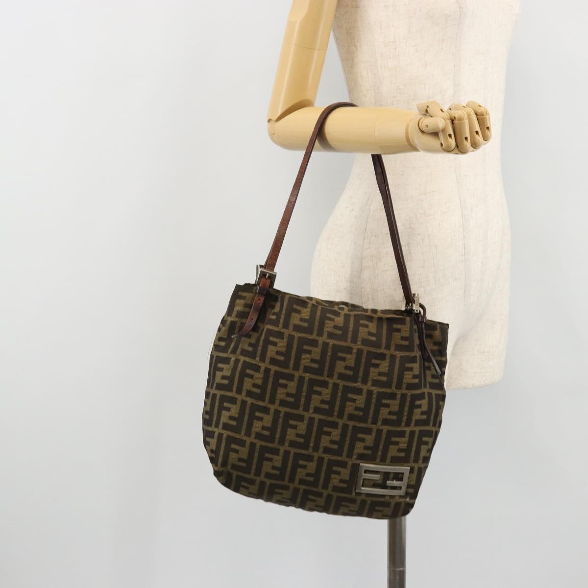 FENDI Zucca Canvas Tote Bag Black Brown Auth 175207