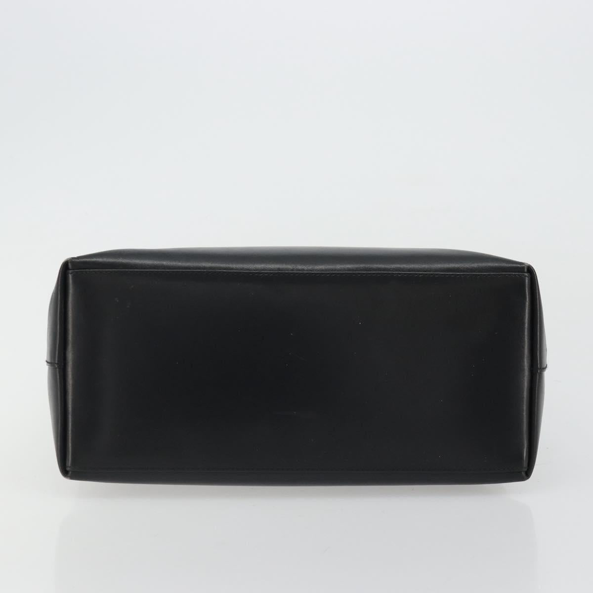 GUCCI Bamboo Shoulder Bag Leather Black Gold Auth 175213