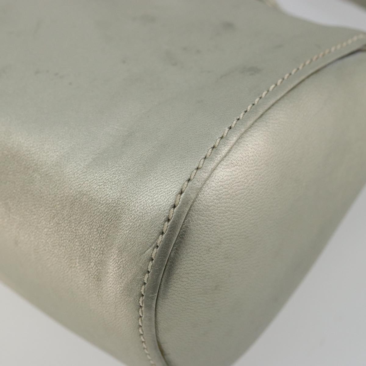 LOEWE Anagram Hand Pouch Leather Silver Auth 175225A