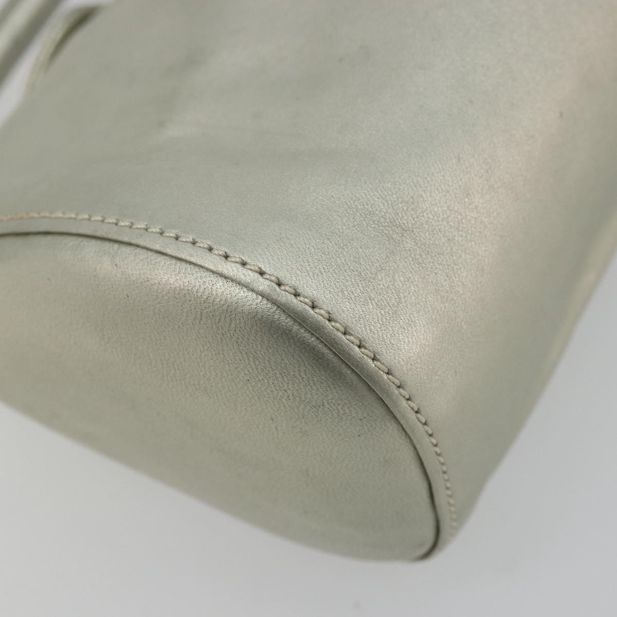 LOEWE Anagram Hand Pouch Leather Silver Auth 175225A