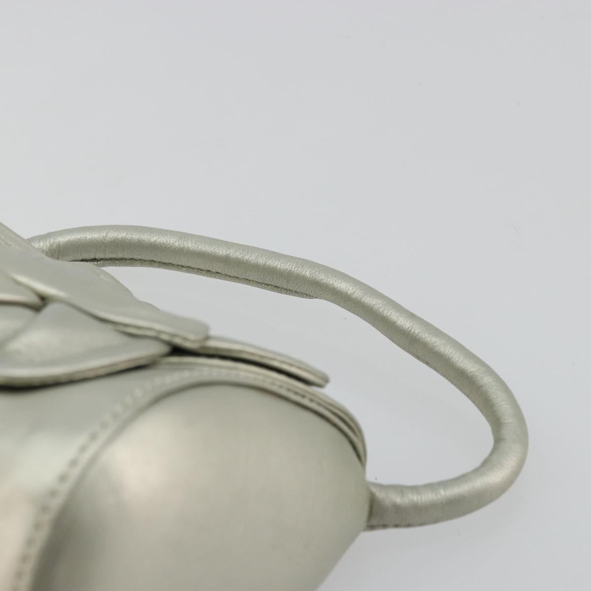 LOEWE Anagram Hand Pouch Leather Silver Auth 175225A