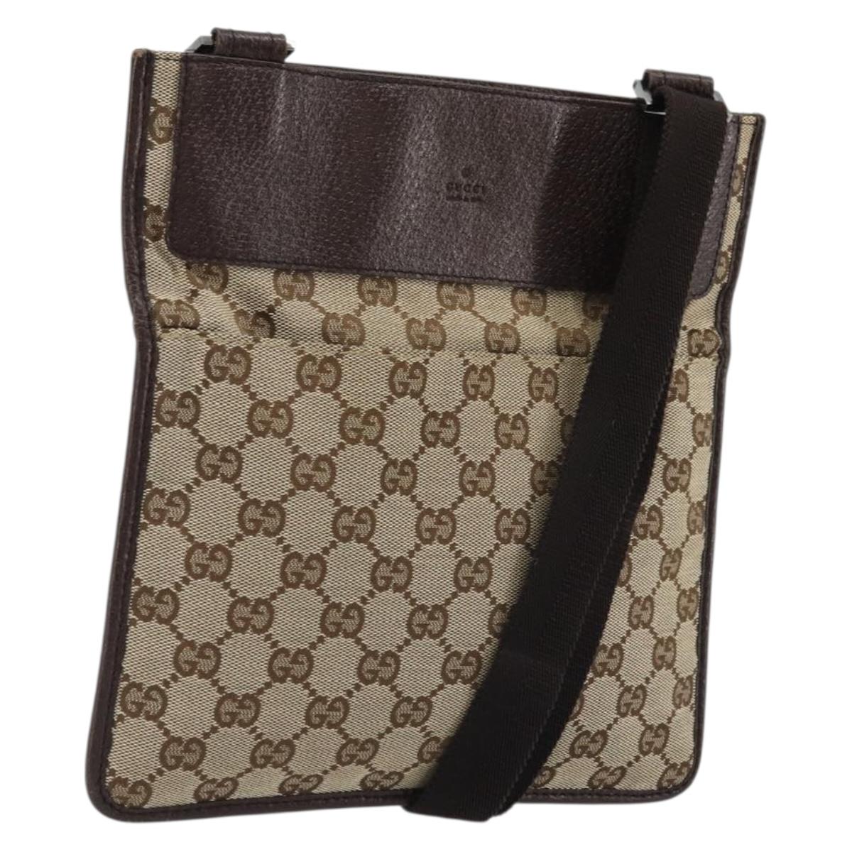 GUCCI GG Canvas Shoulder Bag Beige Silver 27639 Auth 175230A